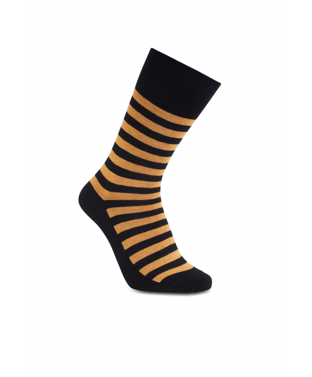 iZ Sock - Stribede bambusstrømper i sort og orange. Unisex