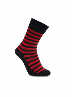 iZ Sock - Stribede bambusstrømper i sort og rød. Unisex