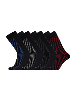 JBS 7-pak bambusstrømper i forskellige farver med striber til herre - Gaveæske