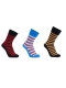 iZ Sock - 3 pak stribede bambusstrømper i (sort-orange, sort-rød, blå-rød-hvid). Unisex
