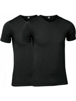 JBS 2-pak undertrøje med ærmer økologisk bomuld med rund hals i sort til herre