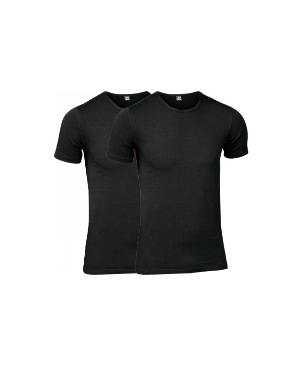 JBS 2-pak undertrøje med ærmer økologisk bomuld med rund hals i sort til herre