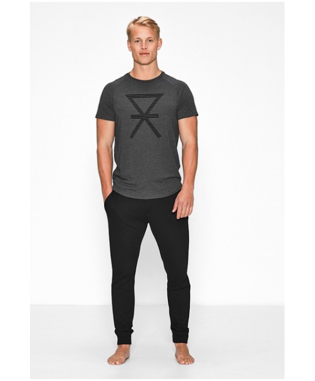 JBS OF DENMARK T-SHIRT W/PRINT BAMBUS,  MØRK GRÅ MELANGE