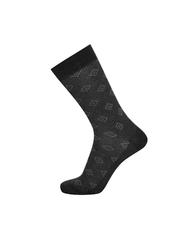 Egtved bambusstrømper i sort med mønster til herre
