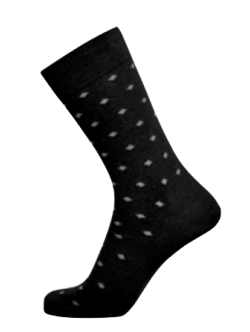 Egtved bambusstrømper i sort med firkantet mønster til herre