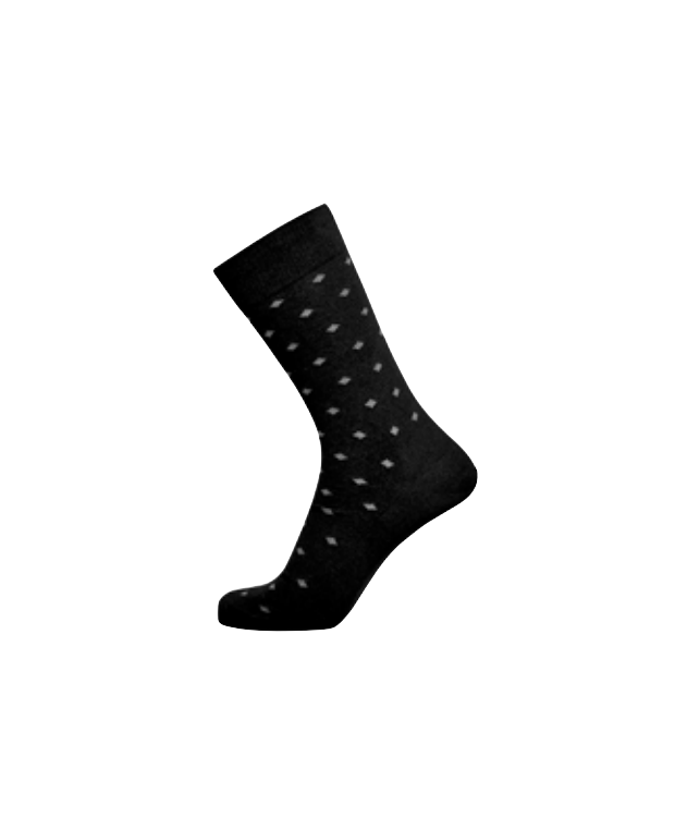 Egtved bambusstrømper i sort med firkantet mønster til herre