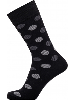 Claudio bomuldsstrømper i navy med blå og røde prikker til herre