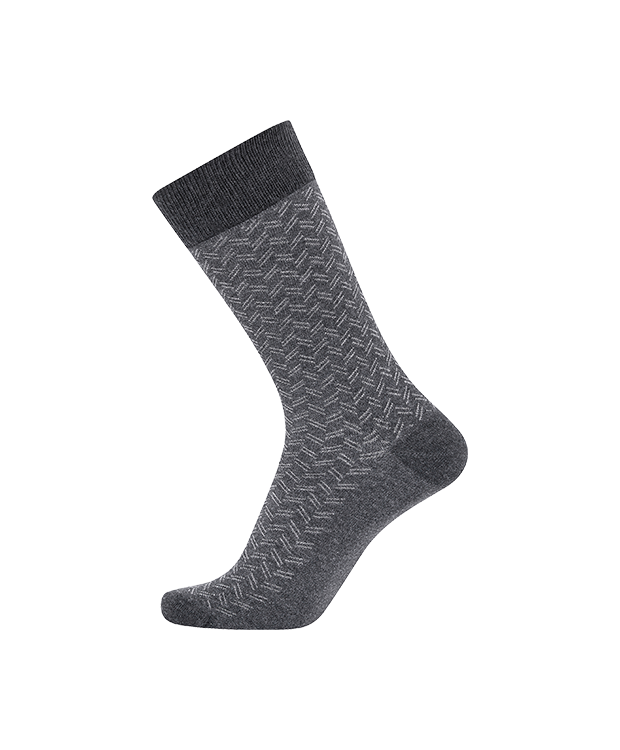 JBS bomuldsstrømpe i grå med zigzag mønster til herre