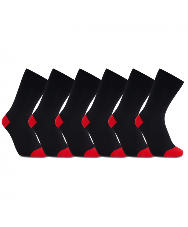 iZ Sock 6pak bambusstrømper i rød hæl og tå til unisex