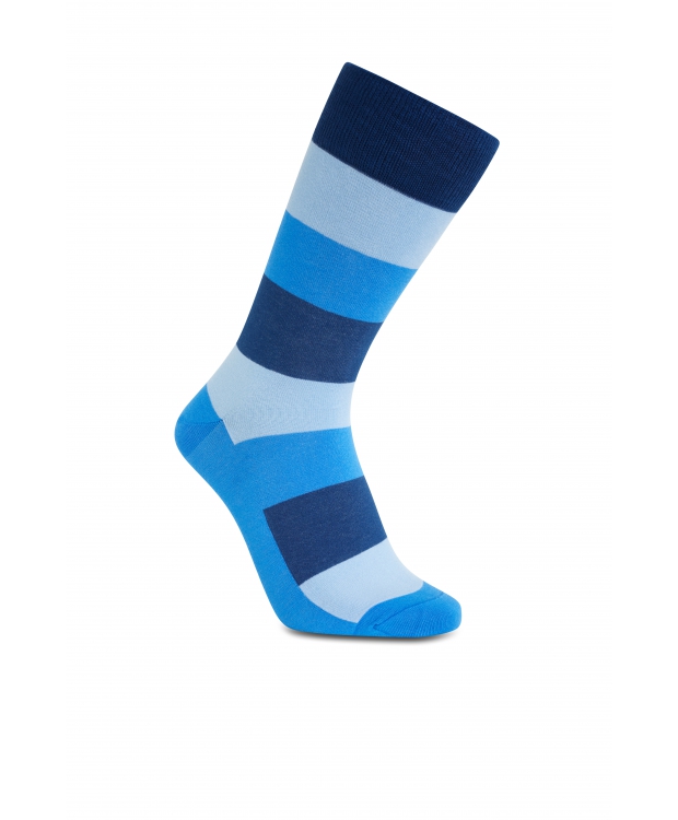 iZ Sock bambusstrømper med tykke striber i blå