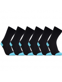 iZ Sock 6pak bambusstrømper i turkis hæl og tå til unisex