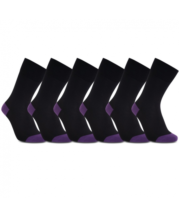 iZ Sock 6pak bambusstrømper i turkis hæl og tå til unisex