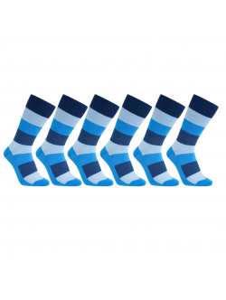 iZ Sock 6pak bambusstrømper med tykke striber i blå