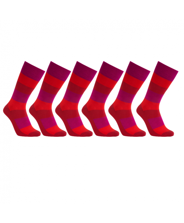 iZ Sock 6pak bambusstrømper med tykke striber i rød