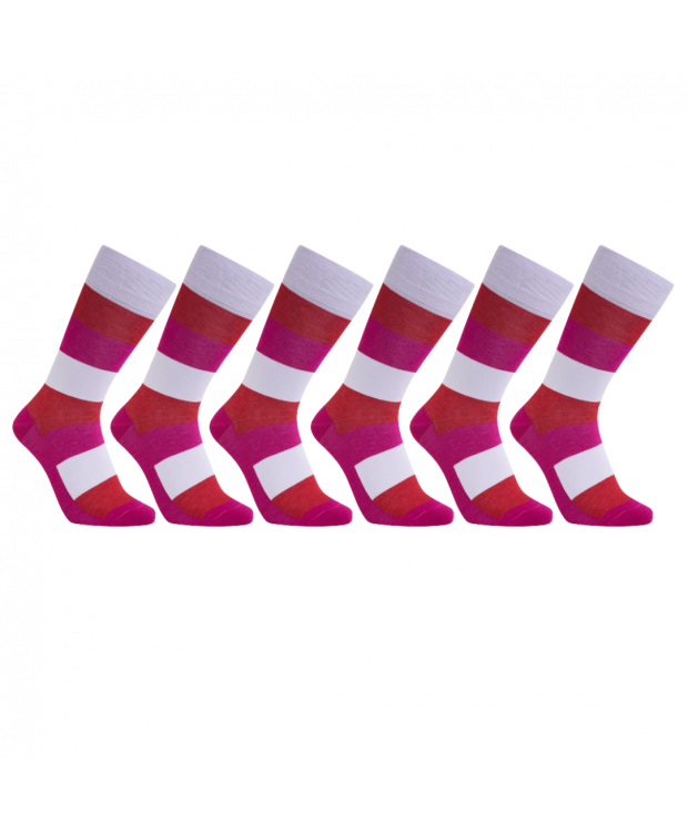 iZ Sock 6pak bambusstrømper med tykke striber i multifarver