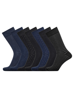 JBS 7-pak bambusstrømper i forskellige farver med mønster til herre - Gaveæske