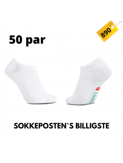 iZ Sock 50pak bambus ankelstrømper med blå prikker i hvid ( NY SOMMERKOLLEKTION )
