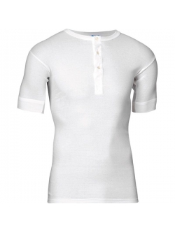 JBS halværmet bomulds t-shirt i hvid med knapper til herre