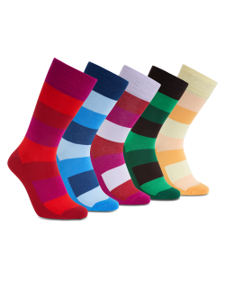 iZ Sock - 5 par bambusstrømper med brede striber. Unisex