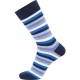 Bambusstrømper i navy med blå/hvid og sorte striber til herre fra JBS