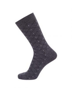 Egtved bambus strømpe, grå med lyse prikker og flot stribe
