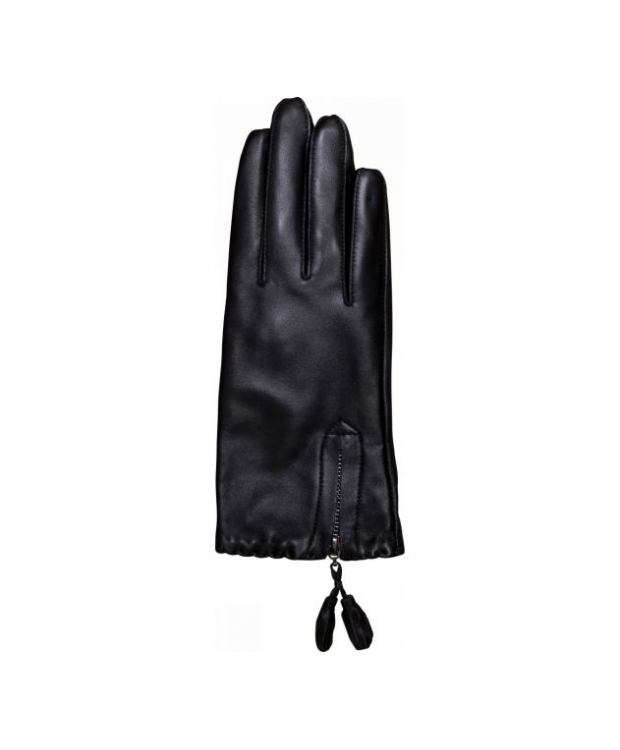 Decoy læderhandsker med lynlås til kvinder i sort