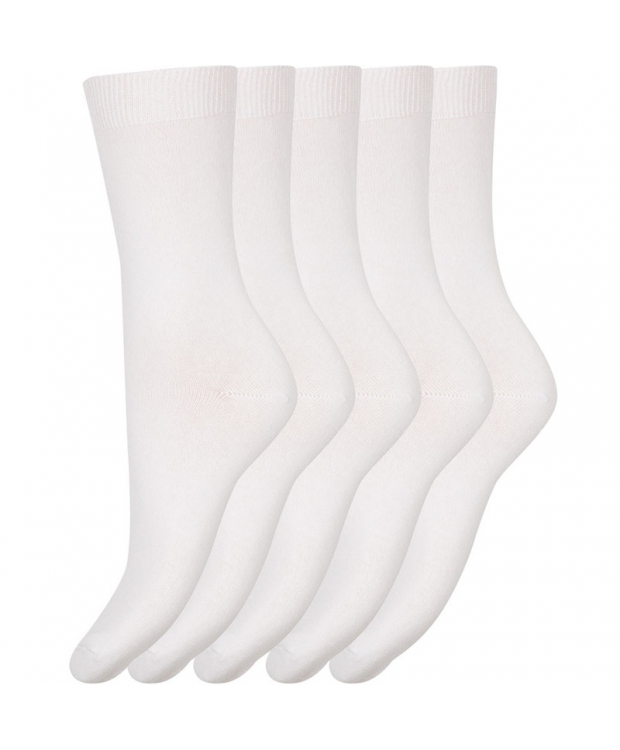 Decoy 5-pak bomuldsstrømper basic i hvid til kvinder