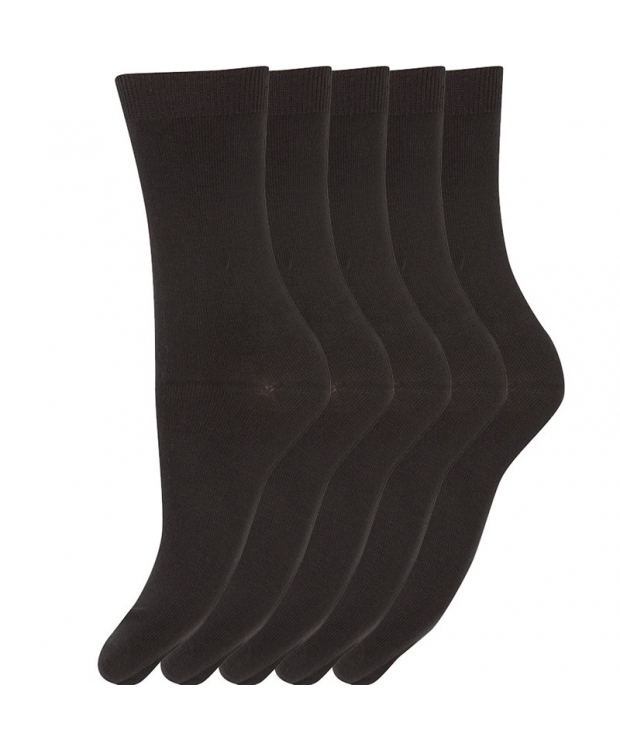 Decoy 5-pak bomuldsstrømper basic i sort til kvinder