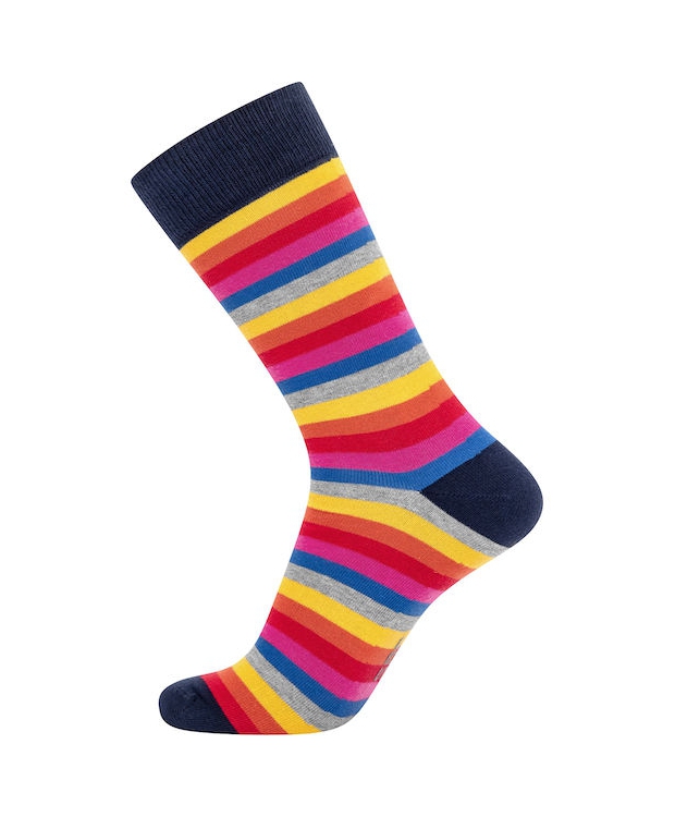 JBS bomuldsstrømpe med multifarvede striber til herre
