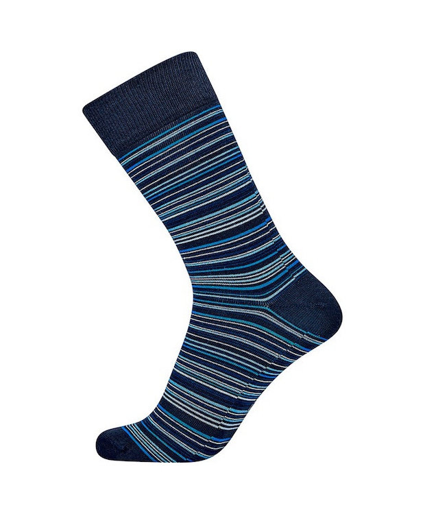 JBS bomuldsstrømpe i navy med flotte striber til herre
