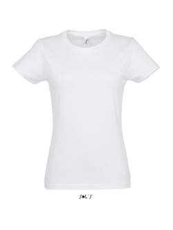 Hvid T-shirt til kvinder med rund hals, SOLS