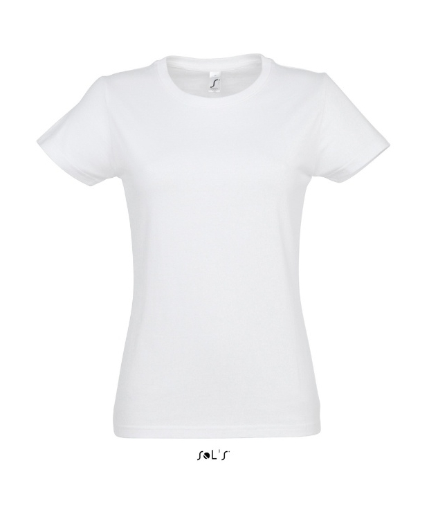 Hvid T-shirt til kvinder med rund hals, SOLS