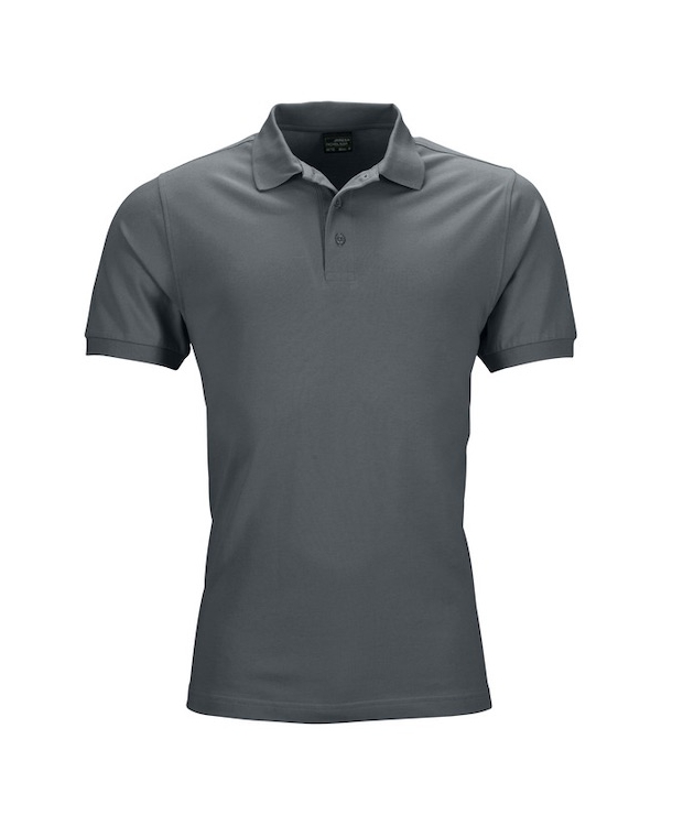 Flot mørkegrå poloshirt. – Mens poloshirt, Piqué. Elastic
