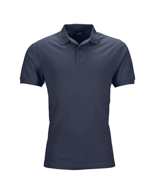 Klassisk navy blå poloshirt. – Mens poloshirt, Piqué. Elastic