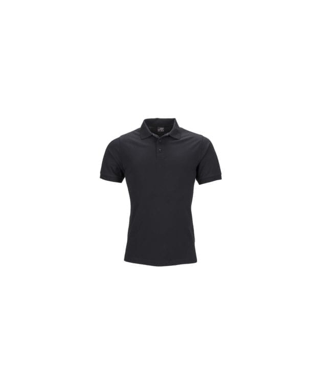 Mens poloshirt, Piqué. Elastic. Klassisk sort polo