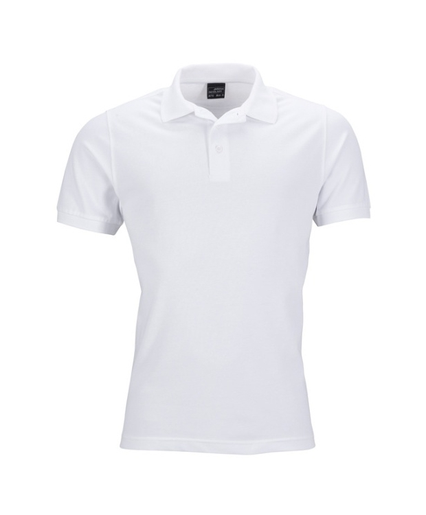 Mens Poloshirts Piqué, Elastic – Klassisk hvid