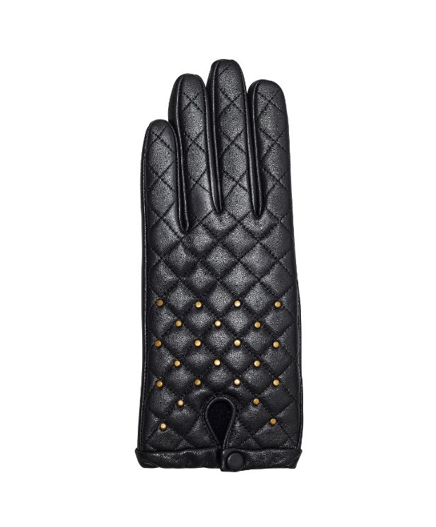 Læderluffer med foer og nitter til kvinder, Sorte. Decoy