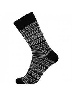 JBS bomuldsstrømpe i sort med grå/ hvide striber til herre