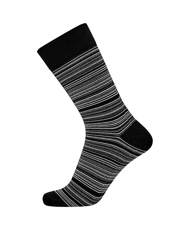 JBS bomuldsstrømpe i sort med grå/ hvide striber til herre