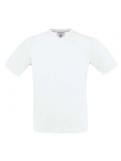 B&C Exact t-shirt med v-hals i hvid til herre