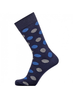 Claudio bomuldsstrømper i navy med blå og grå prikker til herre