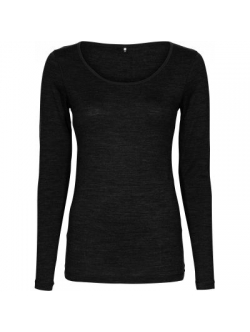 JBS of Denmark t-shirt long sleeve wool, Mørk grå melange