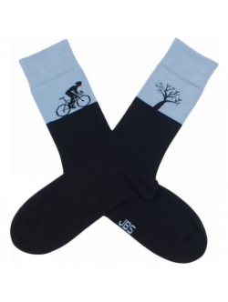 JBS bomuldsstrømpe i sort/ grå med cykel-motiv til herre